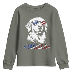 Merica Golden Retriever Youth Sweatshirt 4th of July Dog Patriotic Dog Mom TS10 Military Green Print Your Wear