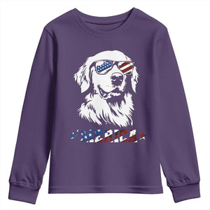 Merica Golden Retriever Youth Sweatshirt 4th of July Dog Patriotic Dog Mom TS10 Purple Print Your Wear