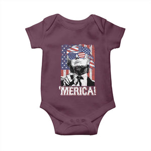 Merica Trump 4th Of July American Flag Baby Onesie TS11 Maroon Print Your Wear