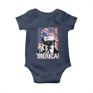 Merica Trump 4th Of July American Flag Baby Onesie TS11 Navy Print Your Wear