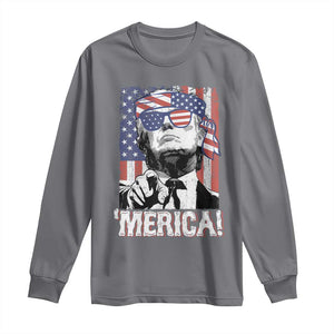 Merica Trump 4th Of July American Flag Long Sleeve Shirt TS11 Charcoal Print Your Wear