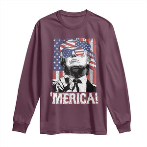 Merica Trump 4th Of July American Flag Long Sleeve Shirt TS11 Maroon Print Your Wear