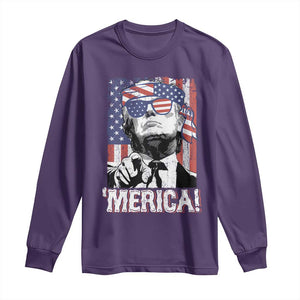 Merica Trump 4th Of July American Flag Long Sleeve Shirt TS11 Purple Print Your Wear