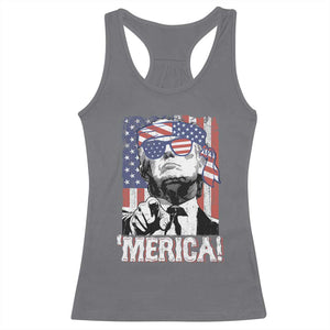 Merica Trump 4th Of July American Flag Racerback Tank Top TS11 Charcoal Print Your Wear
