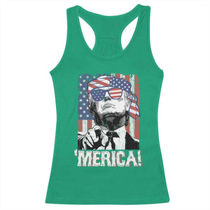 Merica Trump 4th Of July American Flag Racerback Tank Top TS11 Irish Green Print Your Wear