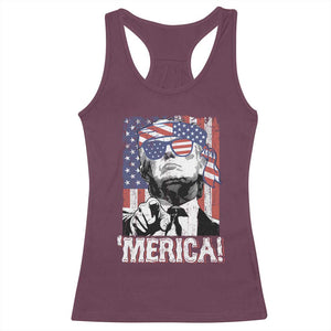 Merica Trump 4th Of July American Flag Racerback Tank Top TS11 Maroon Print Your Wear