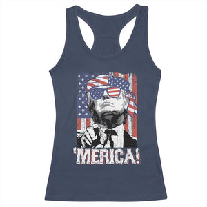 Merica Trump 4th Of July American Flag Racerback Tank Top TS11 Navy Print Your Wear