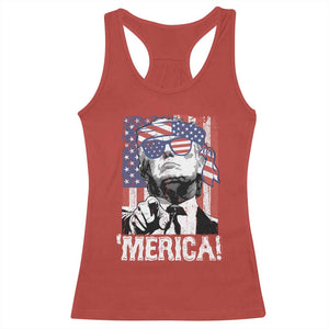 Merica Trump 4th Of July American Flag Racerback Tank Top TS11 Red Print Your Wear