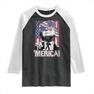 Merica Trump 4th Of July American Flag Raglan Shirt TS11 Black White Print Your Wear