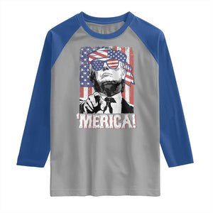 Merica Trump 4th Of July American Flag Raglan Shirt TS11 Sport Gray Royal Print Your Wear
