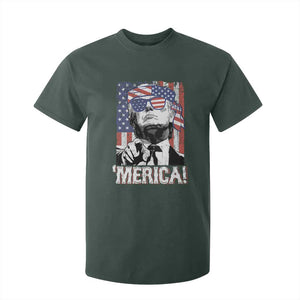 Merica Trump 4th Of July American Flag T Shirt For Kid TS11 Dark Forest Green Print Your Wear