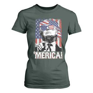 Merica Trump 4th Of July American Flag T Shirt For Women TS11 Dark Forest Green Print Your Wear