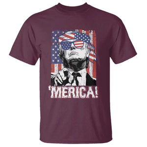 Merica Trump 4th Of July American Flag T Shirt TS11 Maroon Print Your Wear