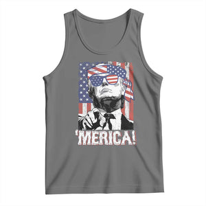 Merica Trump 4th Of July American Flag Tank Top TS11 Black Heather Print Your Wear