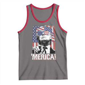 Merica Trump 4th Of July American Flag Tank Top TS11 Deep Heather Red Print Your Wear