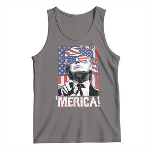 Merica Trump 4th Of July American Flag Tank Top TS11 Deep Heather Print Your Wear