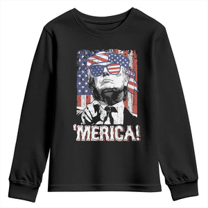 Merica Trump 4th Of July American Flag Youth Sweatshirt TS11 Black Print Your Wear