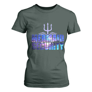 Mermaid Security T Shirt For Women Funny Mermaid Family Squad TS10 Dark Forest Green Print Your Wear