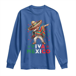 Mexican Boy Dabbing Long Sleeve Shirt Poncho Cinco de Mayo Flag Viva Mexico TS10 Royal Blue Print Your Wear