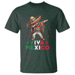 Mexican Boy Dabbing T Shirt Poncho Cinco de Mayo Flag Viva Mexico TS10 Dark Forest Green Print Your Wear