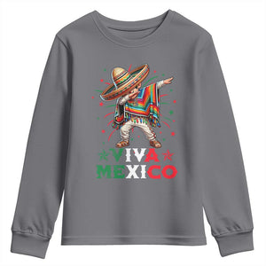 Mexican Boy Dabbing Youth Sweatshirt Poncho Cinco de Mayo Flag Viva Mexico TS10 Charcoal Print Your Wear