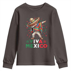 Mexican Boy Dabbing Youth Sweatshirt Poncho Cinco de Mayo Flag Viva Mexico TS10 Dark Chocolate Print Your Wear
