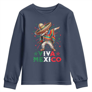 Mexican Boy Dabbing Youth Sweatshirt Poncho Cinco de Mayo Flag Viva Mexico TS10 Navy Print Your Wear