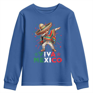 Mexican Boy Dabbing Youth Sweatshirt Poncho Cinco de Mayo Flag Viva Mexico TS10 Royal Blue Print Your Wear