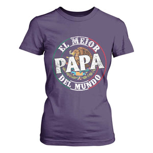 Mexican Dad T Shirt For Women El Mejor Papá del Mundo Mexico Flag Eagle TS02 Purple Print Your Wear