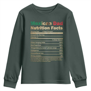 Mexican Dad Youth Sweatshirt Regalo Para Papa Nutrition Facts TS10 Dark Forest Green Print Your Wear