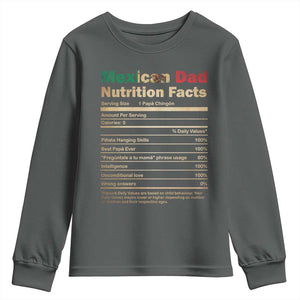 Mexican Dad Youth Sweatshirt Regalo Para Papa Nutrition Facts TS10 Dark Heather Print Your Wear