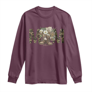 Military Army Mom Floral Combat Shoes Long Sleeve Shirt TS11 Maroon Print Your Wear