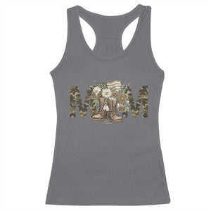 Military Army Mom Floral Combat Shoes Racerback Tank Top TS11 Charcoal Print Your Wear
