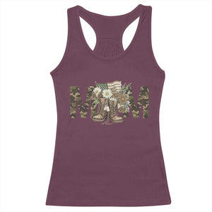 Military Army Mom Floral Combat Shoes Racerback Tank Top TS11 Maroon Print Your Wear