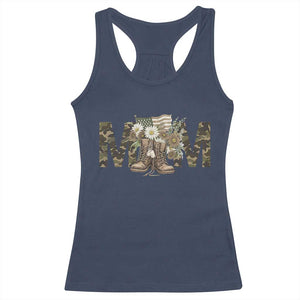 Military Army Mom Floral Combat Shoes Racerback Tank Top TS11 Navy Print Your Wear