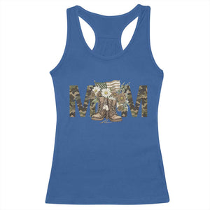 Military Army Mom Floral Combat Shoes Racerback Tank Top TS11 Royal Blue Print Your Wear