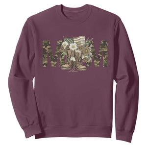 Military Army Mom Floral Combat Shoes Sweatshirt TS11 Maroon Print Your Wear