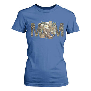 Military Army Mom Floral Combat Shoes T Shirt For Women TS11 Royal Blue Print Your Wear