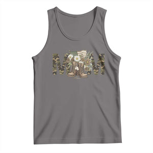 Military Army Mom Floral Combat Shoes Tank Top TS11 Deep Heather Print Your Wear