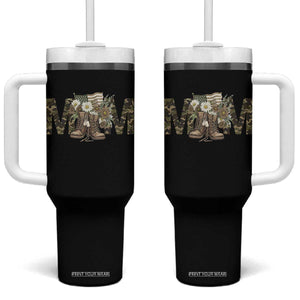 Military Army Mom Floral Combat Shoes Tumbler With Handle TS11 One Size: 40 oz Black Print Your Wear