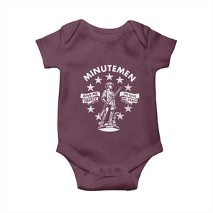 Minutemen Give Me Liberty Or Give Me Death Baby Onesie US History TS11 Maroon Print Your Wear