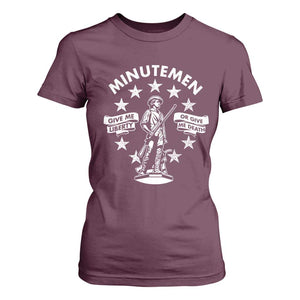 Minutemen Give Me Liberty Or Give Me Death T Shirt For Women US History TS11 Maroon Print Your Wear