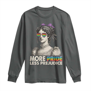 More Pride Less Prejudice Long Sleeve Shirt LGBTQ Proud Ally Pride Month TS10 Dark Heather Print Your Wear