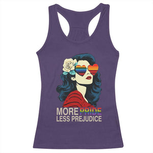 More Pride Less Prejudice Racerback Tank Top Retro Pride Month LGBTQ Feminist TS02 Purple Print Your Wear