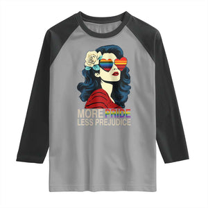 More Pride Less Prejudice Raglan Shirt Retro Pride Month LGBTQ Feminist TS02 Sport Gray Black Print Your Wear