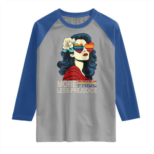 More Pride Less Prejudice Raglan Shirt Retro Pride Month LGBTQ Feminist TS02 Sport Gray Royal Print Your Wear
