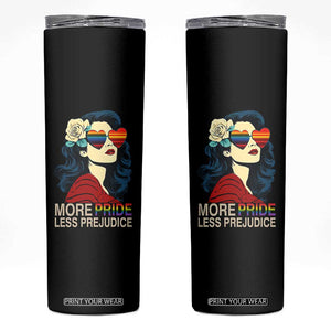 More Pride Less Prejudice Skinny Tumbler Retro Pride Month LGBTQ Feminist TS02 Black Print Your Wear
