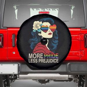 More Pride Less Prejudice Spare Tire Cover Retro Pride Month LGBTQ Feminist TS02 Black Print Your Wear