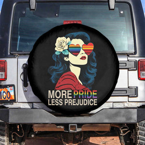 More Pride Less Prejudice Spare Tire Cover Retro Pride Month LGBTQ Feminist TS02 No hole Black Print Your Wear