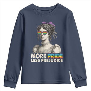 More Pride Less Prejudice Youth Sweatshirt LGBTQ Proud Ally Pride Month TS10 Navy Print Your Wear